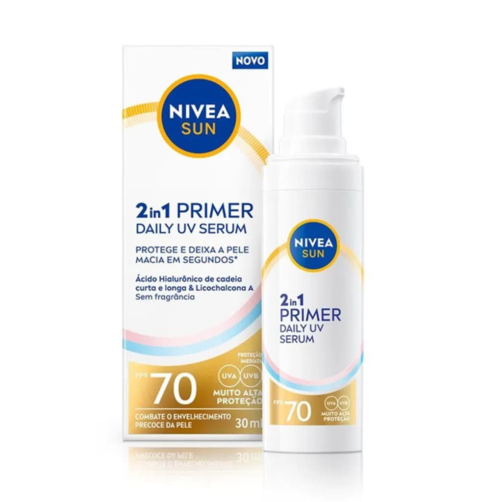 Protetor Solar Facial Nivea Sun 2 em 1 Primer Daily Sérum 70 30ml