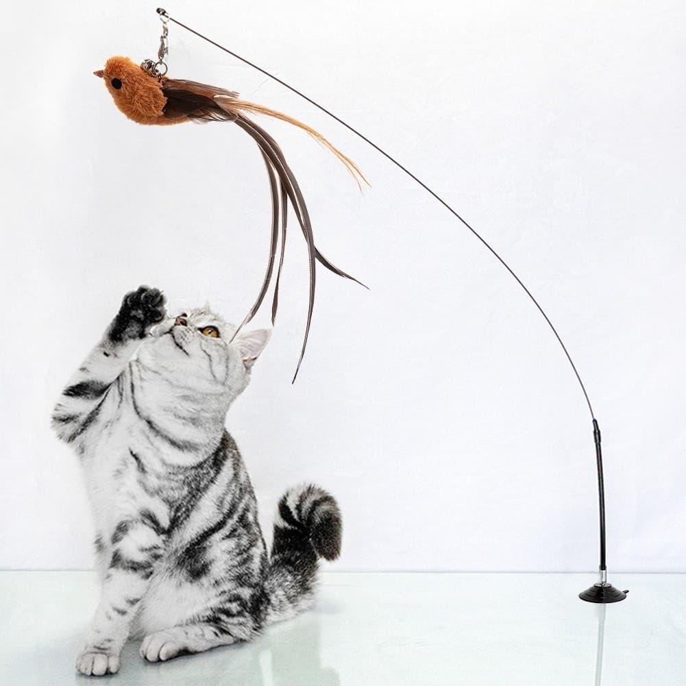 Interativo Brinquedo Simulador de Pássaro- Varinha para provocar e estimular gato