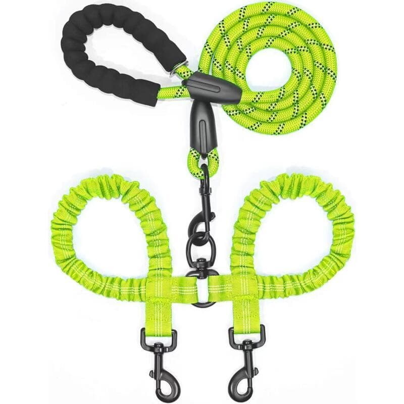 Coleiras e guias duplas para cães de estimação, corda elástica, duas cabeças, nylon, coleiras para dois cães, arreios, g