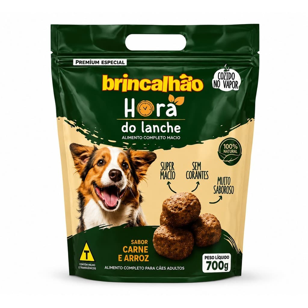 Petisco Snack Ração Macia Cachorro Carne E Arroz Brincalhão 700g