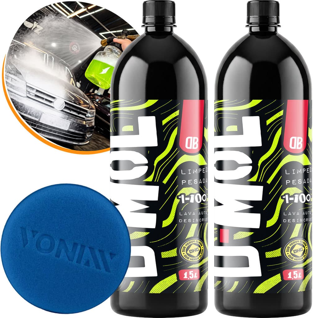Kit 2x Lava Auto Desincrustante D-MOL 1,5L Limpeza Pesada Shampoo Automotivo Carro Concentrado