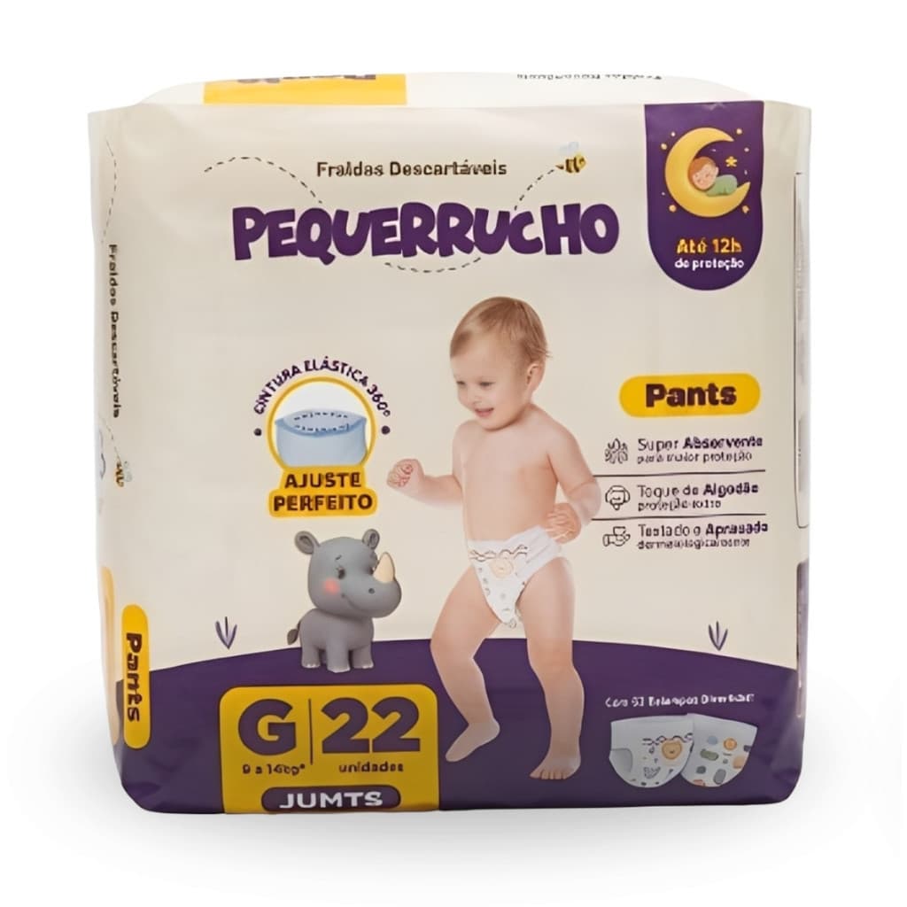 Fralda Descartável Pequerrucho Pants Toque Macio Hipoalergênico - Tamanho G - 22 Unidades