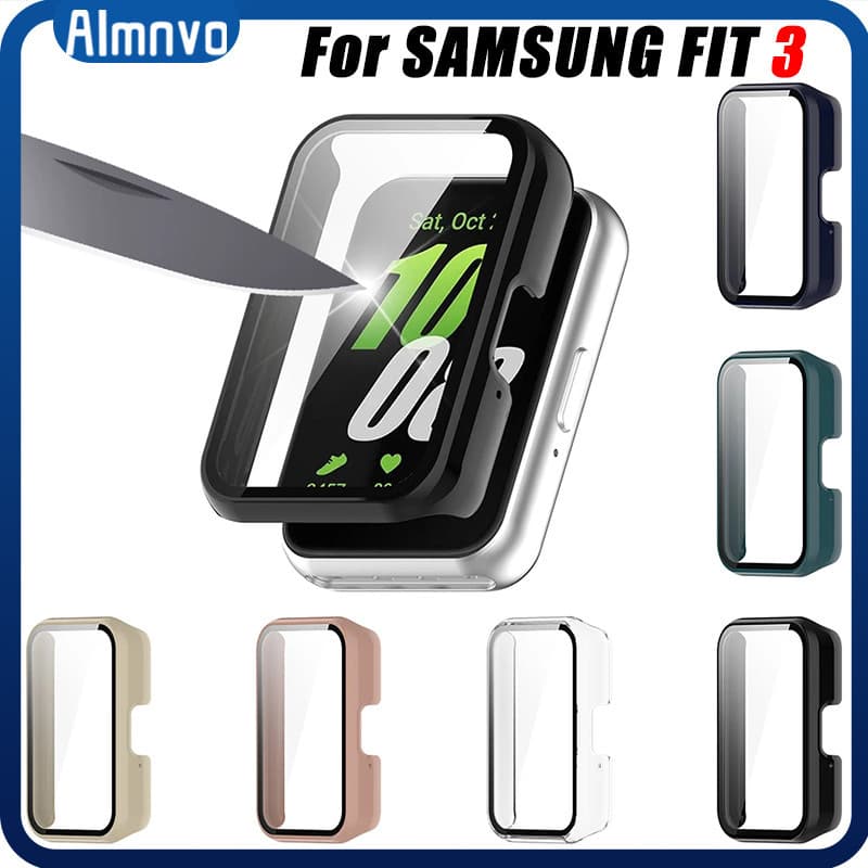 Capinha Case PC Capa Com Vidro De Película Vidro Para Relógio Smartwatch Smartwatch Samsung Galaxy Fit 3 Acessórios