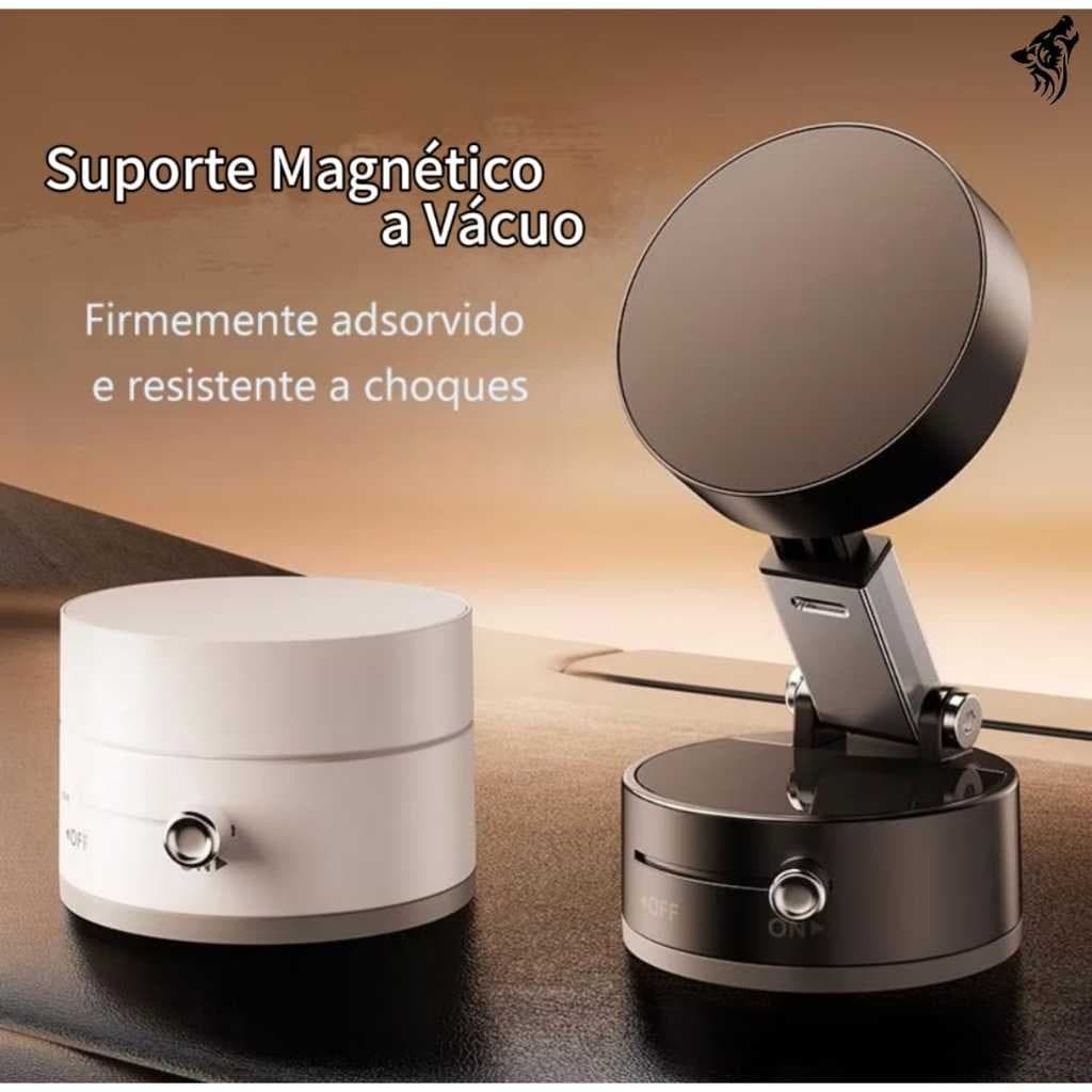 Suporte Celular Magnético – Fixação a Vácuo, Rotação 360°, Ideal para Carro e Mesa