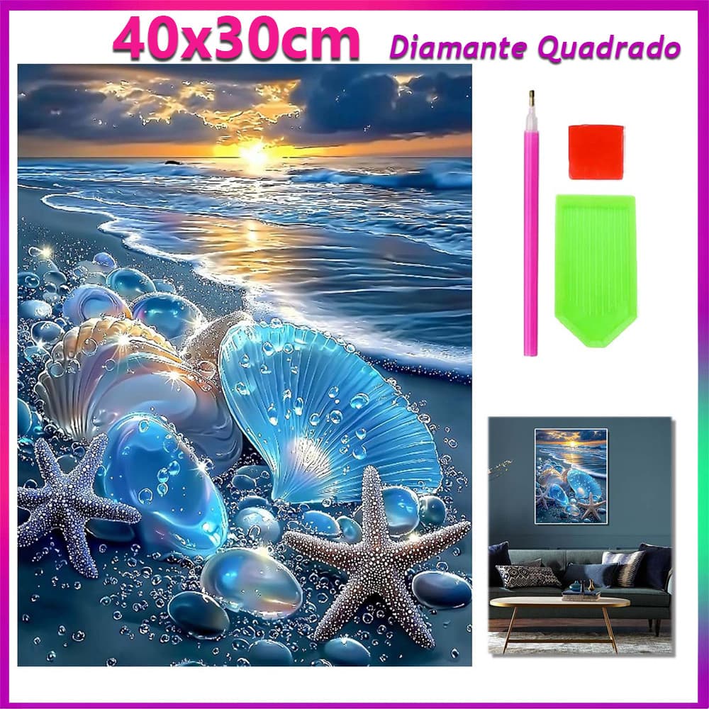 40x30cm Praia Dourada pintura de diamante pintura de diamante 5D decoração de parede doméstica de arte Diamante quadrado