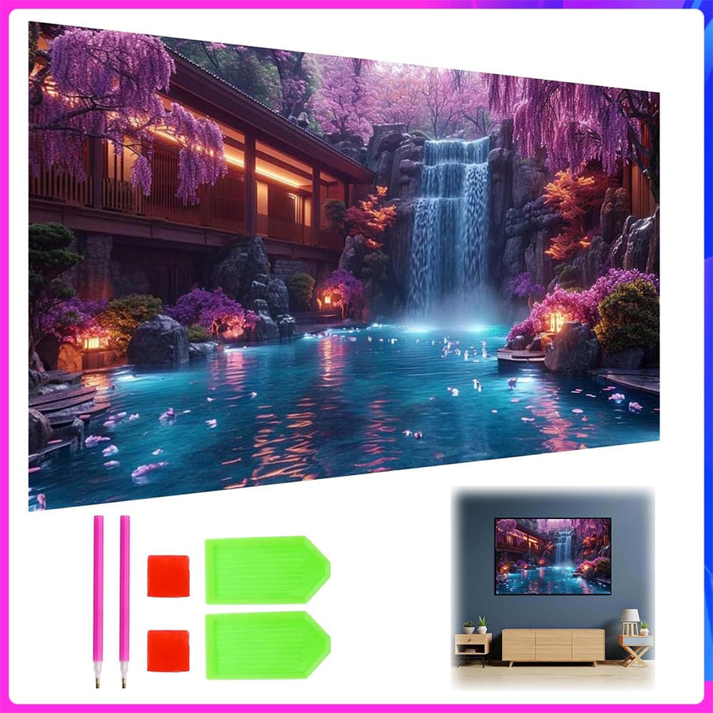 Cachoeira grande Tema Kit de pintura diamante 5D DIY para adultos,pintura diamante,para decoração parede casa,70x40 cm