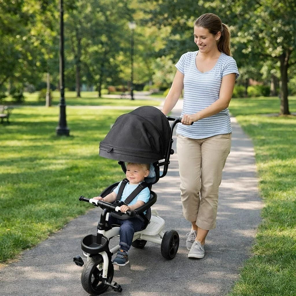 Triciclo Bebe Empurrador Cesta Protecao Sol Passeio Conforto Seguranca Carrinho