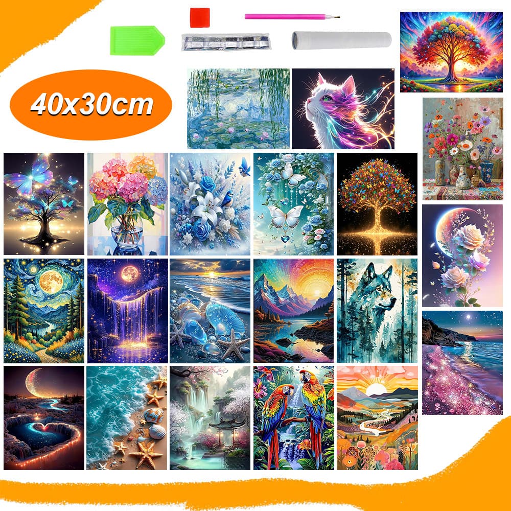 Diamante quadrados, kits de pintura de diamant, 5D DIY arte de diamante, pintura de diamante para iniciantes, 30 x 40 cm