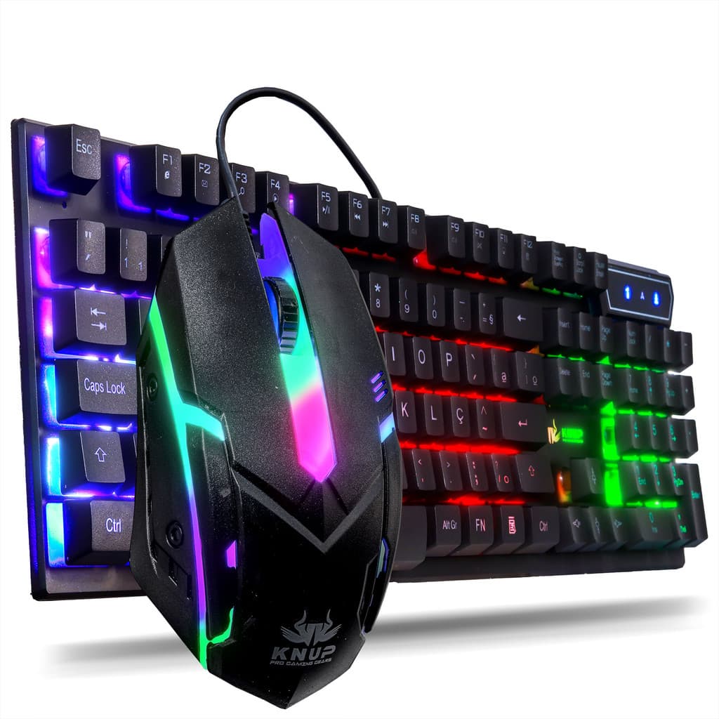 Kit Led Teclado E Mouse Gamer Semi Mecânico Com Luzes Rgb Intensas Ideal Para Seu Setup