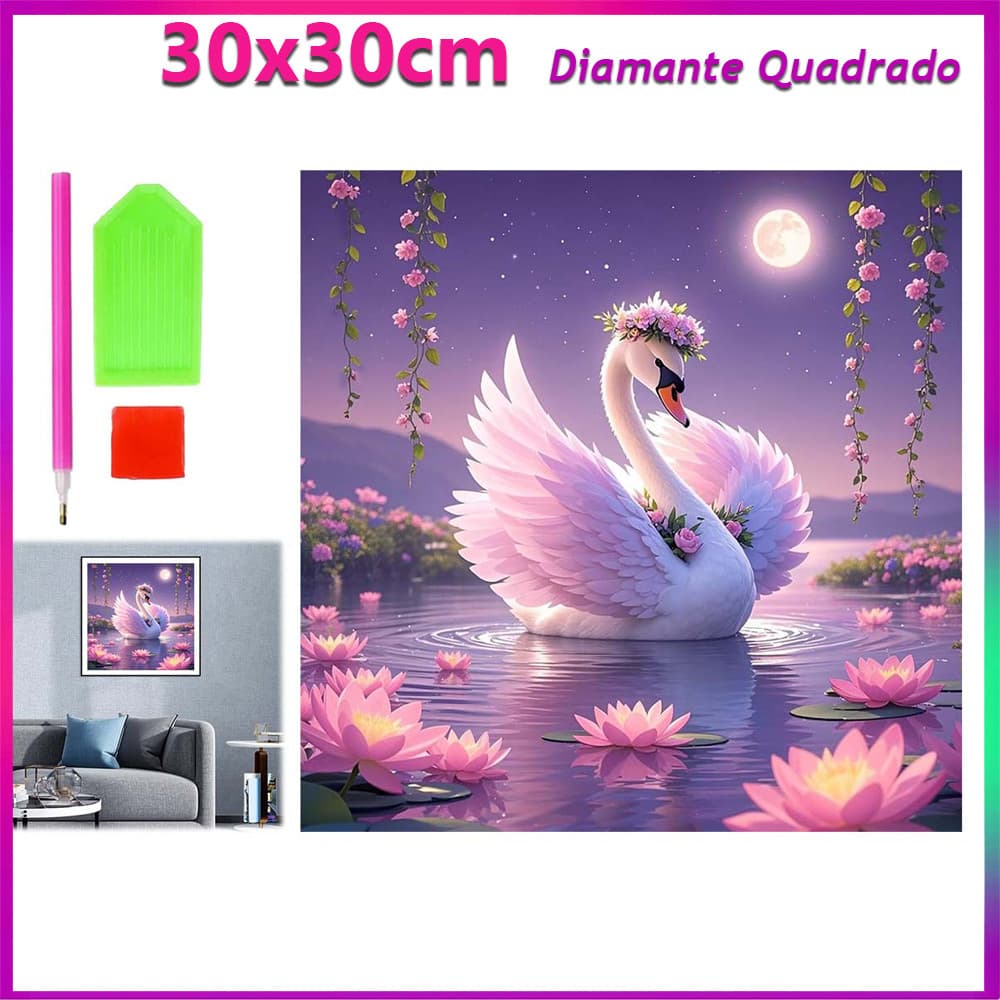 30x30cm Cisne pintura de diamante pintura de diamante 5D decoração de parede doméstica de arte Diamante quadrado
