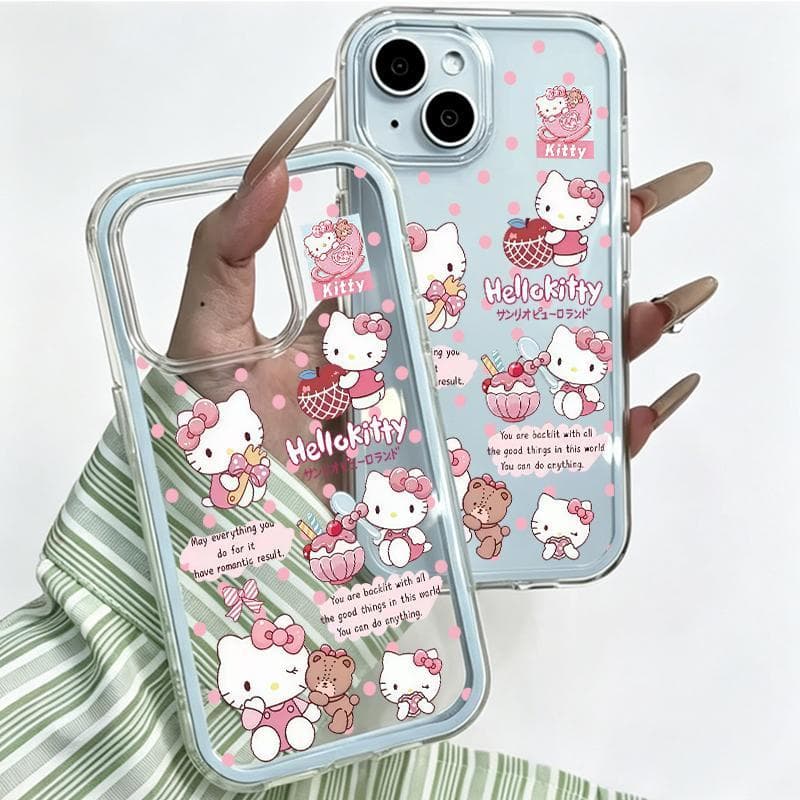 Transparente 3 em 1 Capinha para iPhone 17/16/15/13/12/11 Pro Max Capinha de celular fofa da Hello Kitty