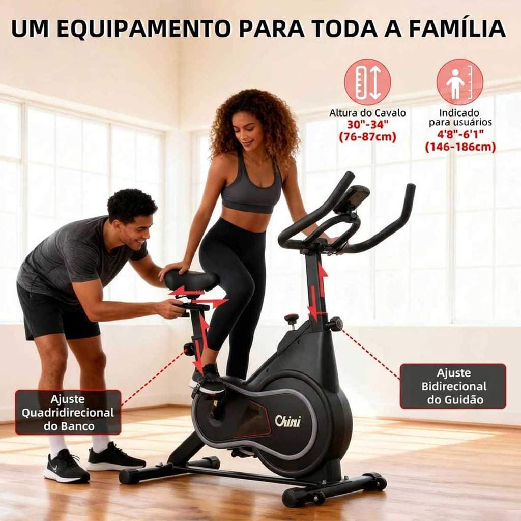 Bicicleta Ergométrica Fitness Casa 120kg Ajuste de Banco e Guidão Freio de Emergência