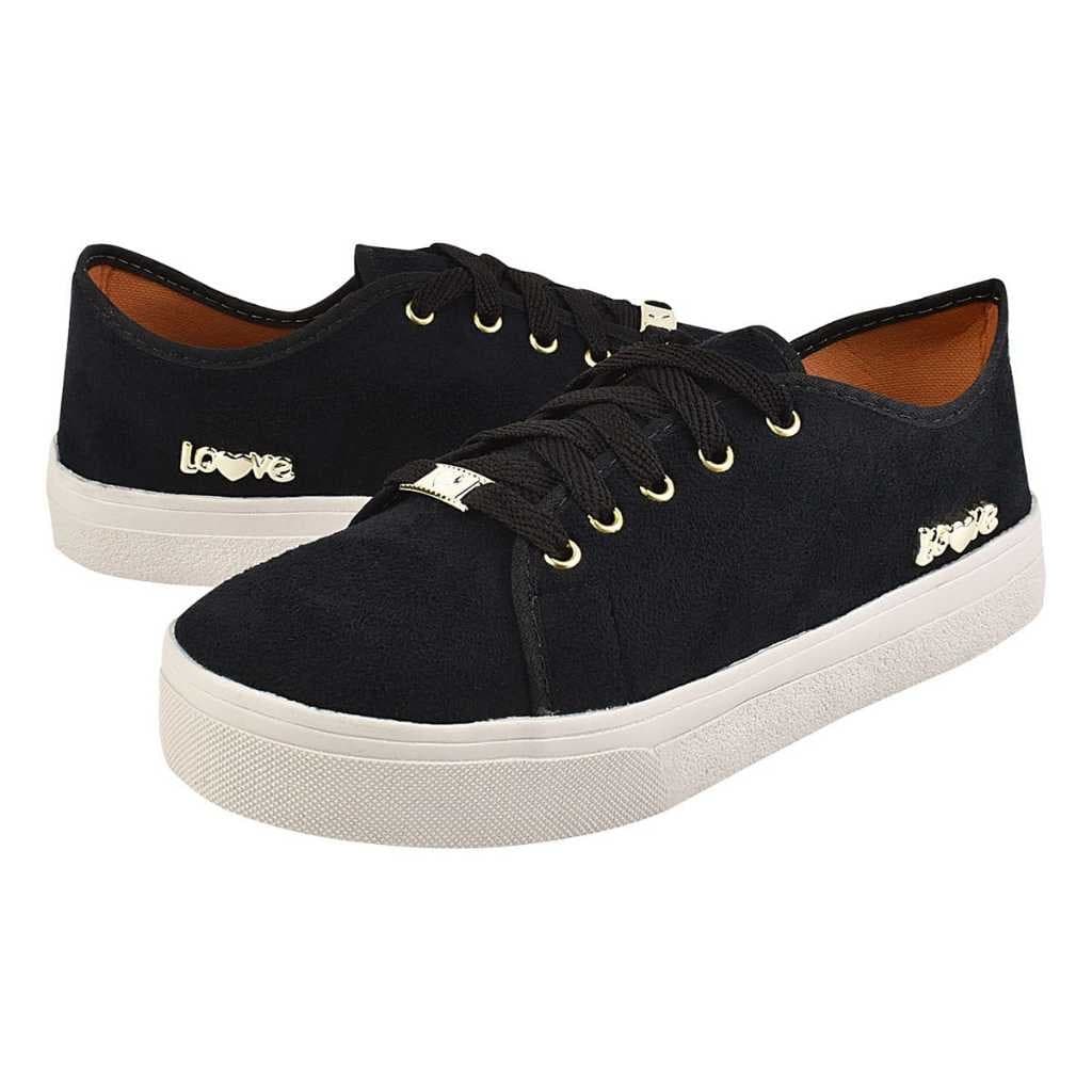 Tenis Casual Feminino Detalhe Love moda Confortável Tati Ana Calçados