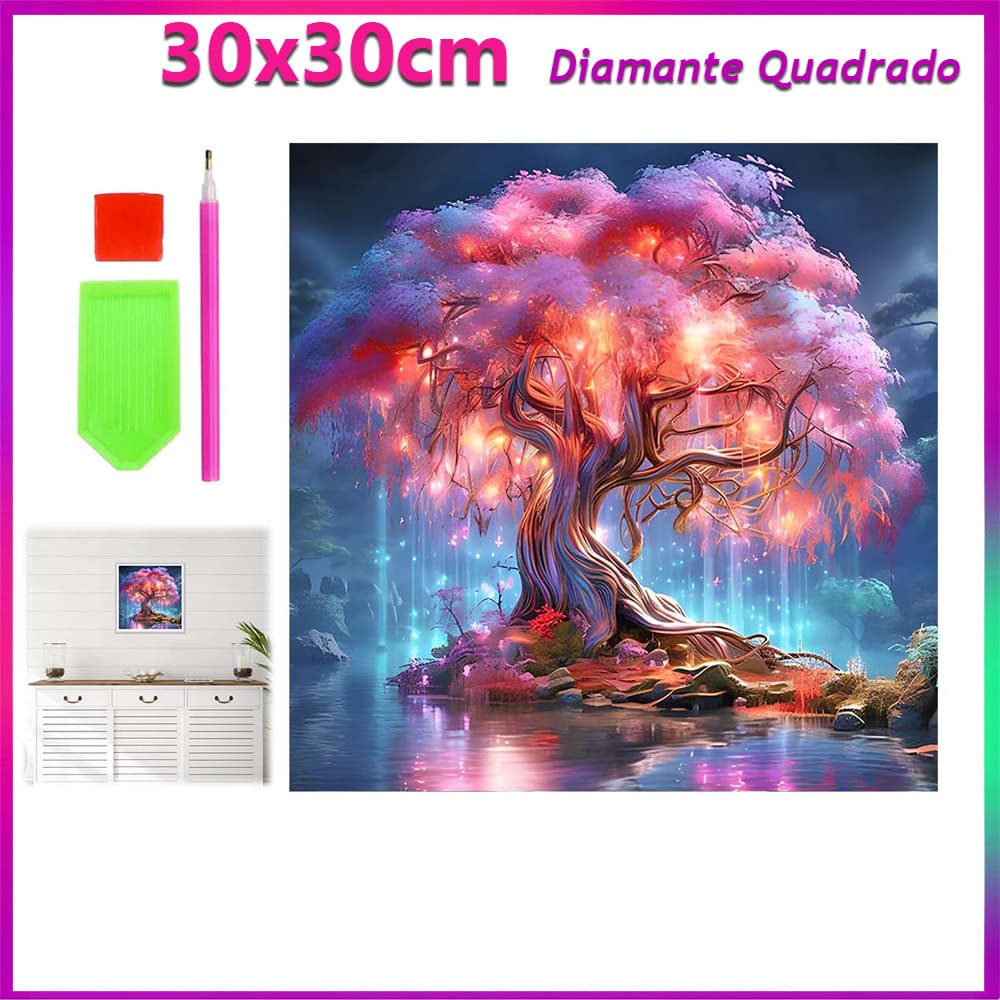30x30cm Árvore Arco-Íris pintura de diamante pintura de diamante 5D decoração de parede doméstica  Diamante quadrado