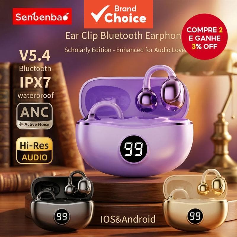  Fones de Ouvido Sem Fio SenBenBao S151 - Fone Bluetooth com Microfone, Cancelamento de Ruído, Mãos Livres, Fone de