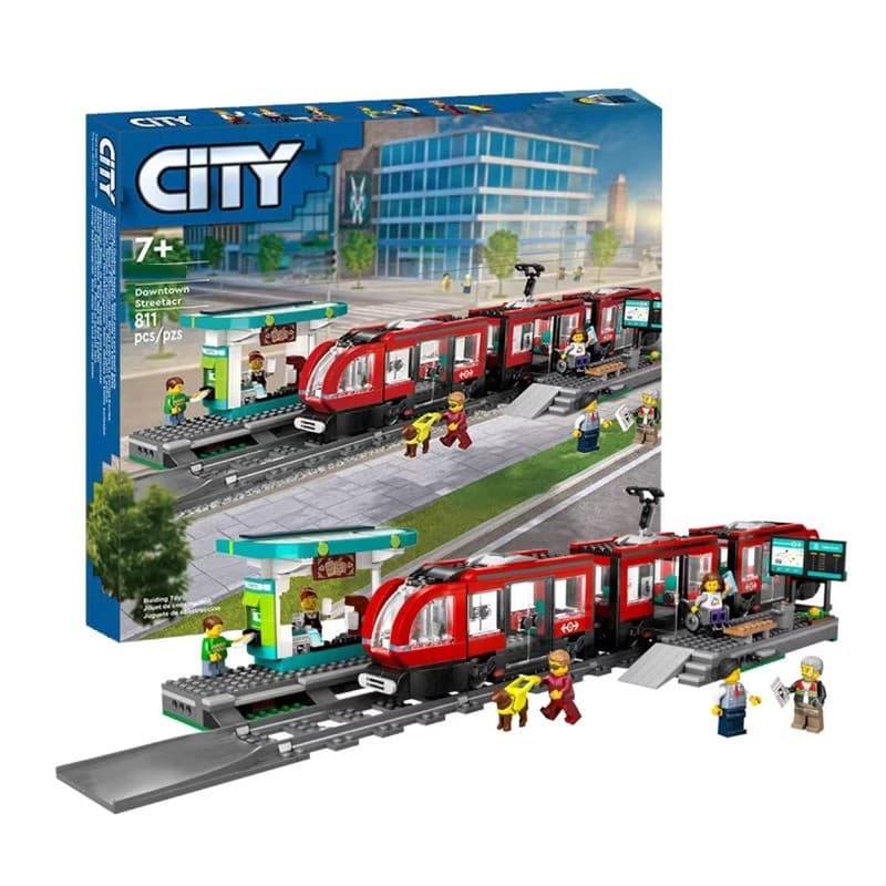 Compatível com o brinquedo de blocos de montar LEGO 60423 City Series Tramway.
