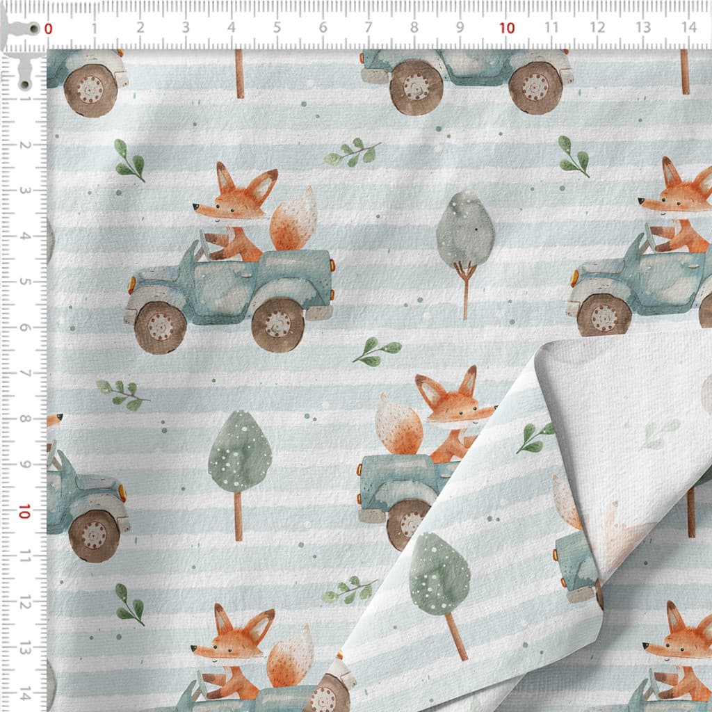 Tecido Tricoline Digital Raposa Motorista Pano Patchwork Costura Ateliê Artesanato DIY