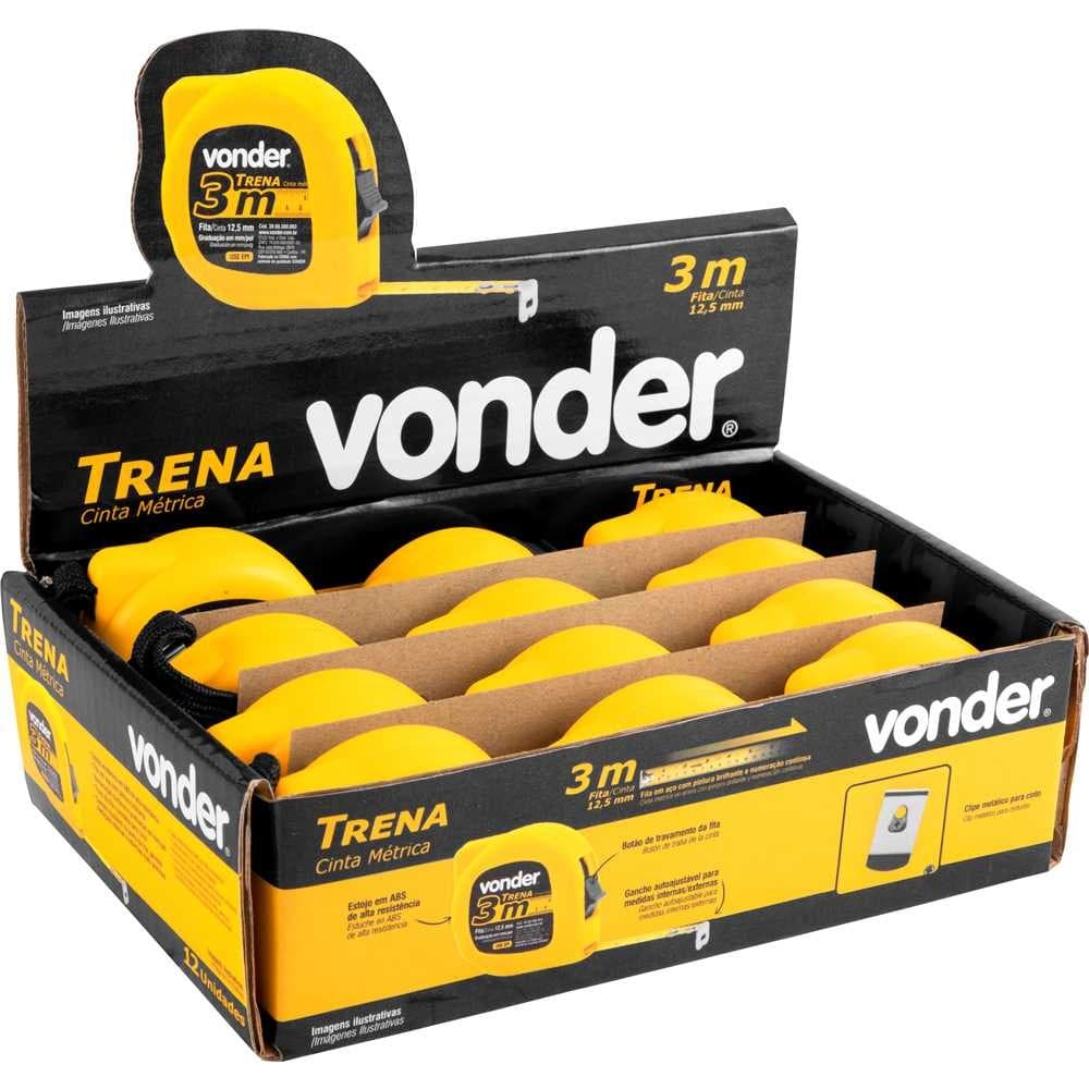 Trena Curta De Aço 3M X 12.5mm Caixa Com 12 Vonder
