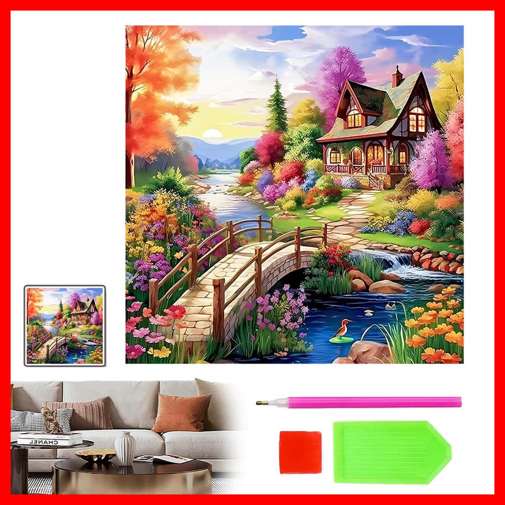 30 x 30 cm Casa de Conto de Fadas Pintura Diamante 5D Arte Diamante Completo Diamante Tridimensional Gem Crafts