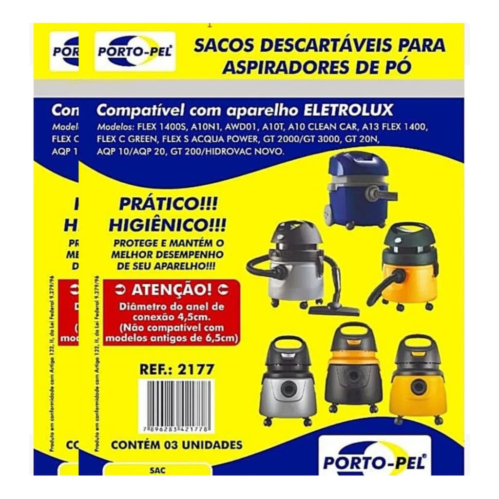 Kit 3 Sacos Aspirador de Pó Compatível Electrolux Hidrolux Awd01 - Referencia 2177
