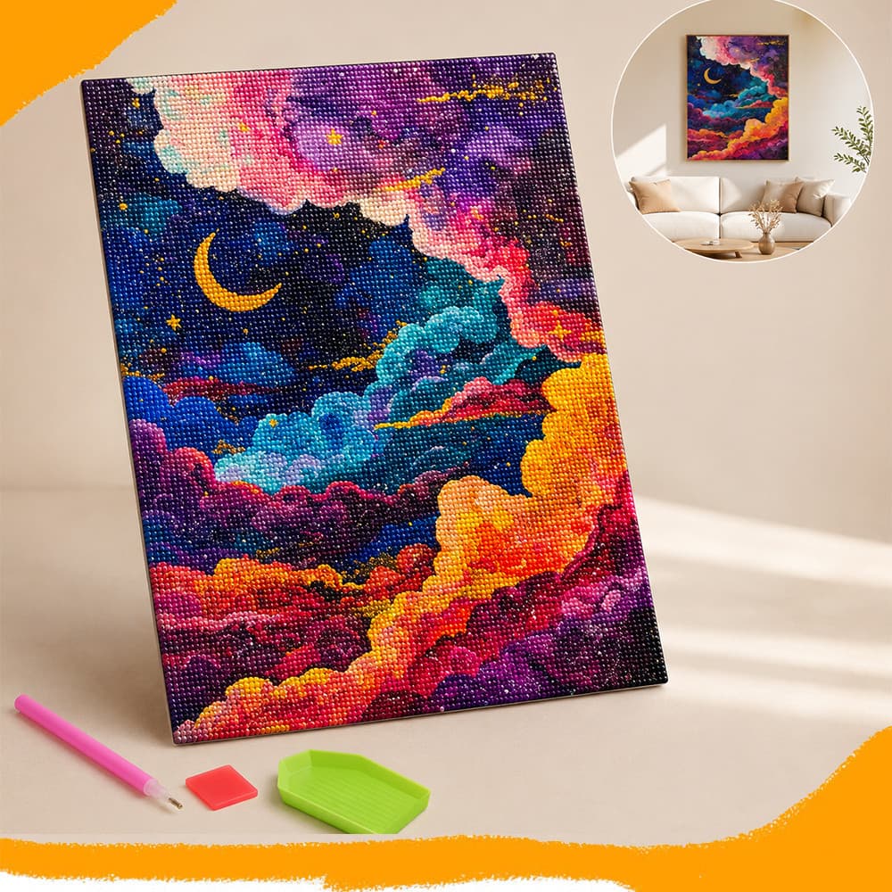 30 x 40 cm, Pintura com diamantes quadrados 5D, Conjunto coloridos de arte com diamantes de Mar de nuvens