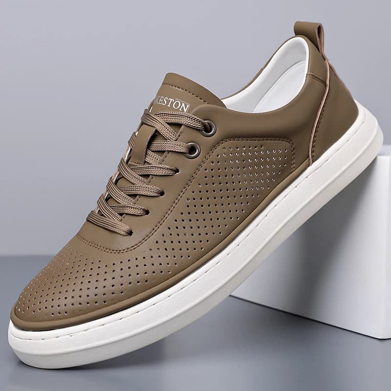 Novos Sapatos Casuais De Couro Dos Homens Confortáveis Tênis Masculinos Antiderrapante Trekking Calçado Lazer Caminhada 