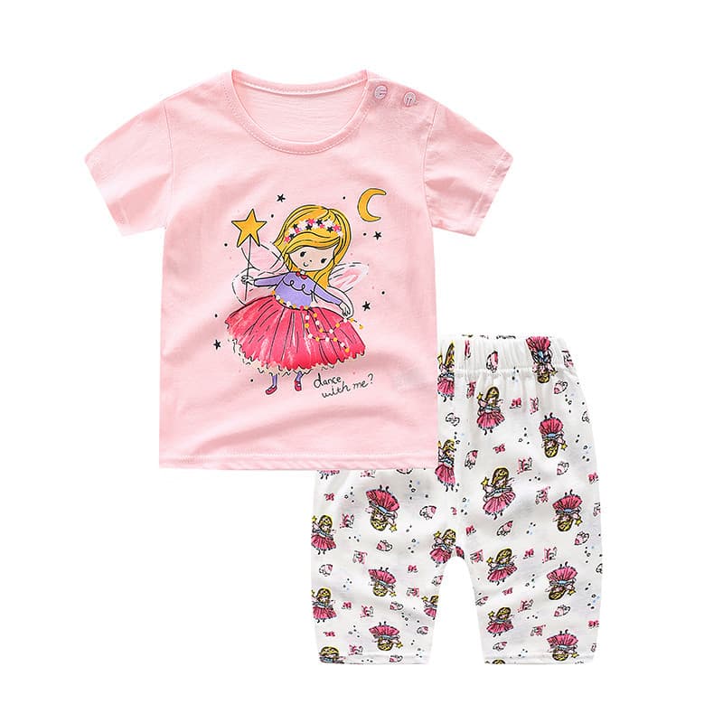 Bebê menina de manga curta calças cortadas terno roupas de verão infantil Outing roupas de algodão puro menina roupas de