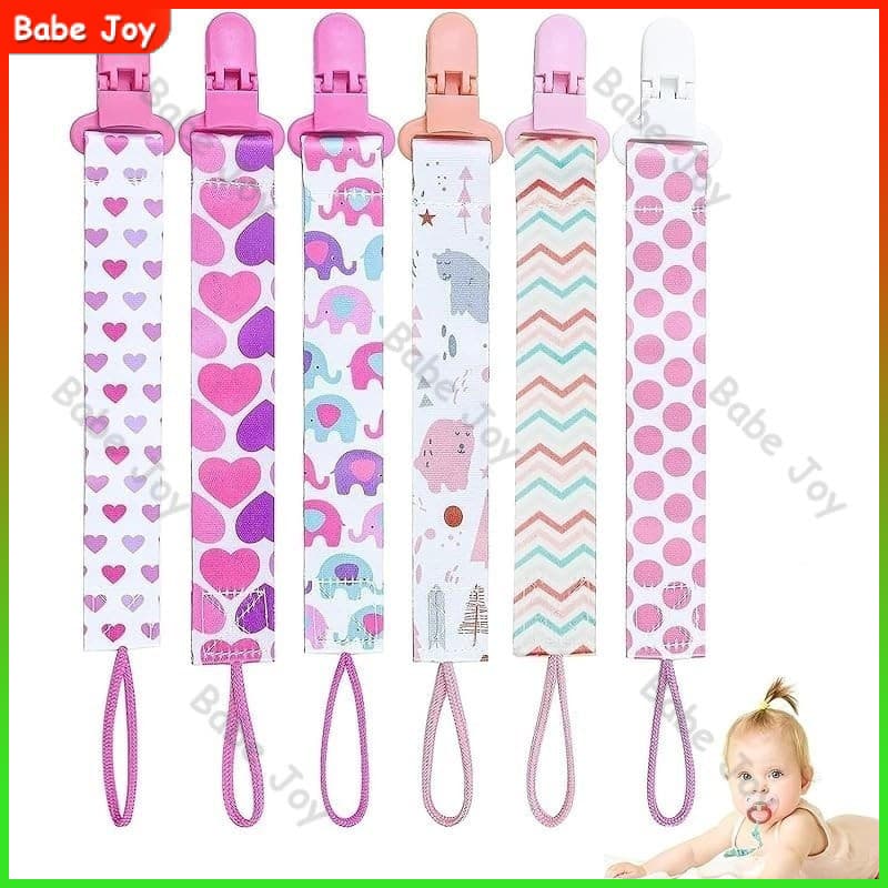 6 chupetas para bebês, equipadas com 4 adaptadores de chupeta, vêm com uma corrente anti-queda impressa XHDT.