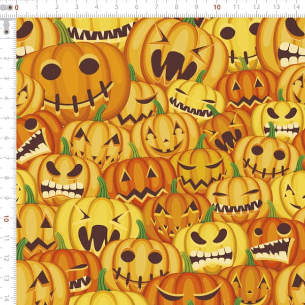 Tecido Tricoline Digital Abóboras de Halloween Pano Patchwork Costura Ateliê Artesanato DIY