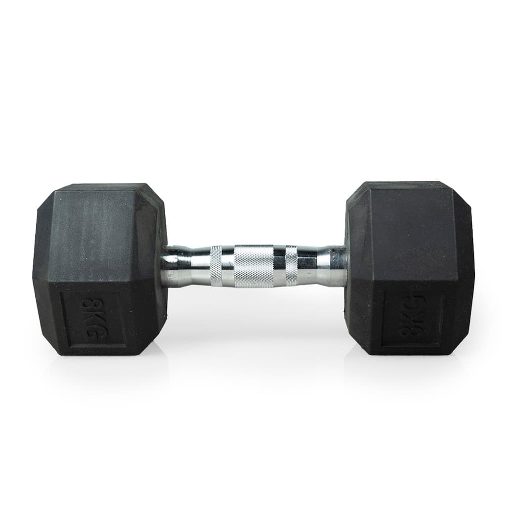 Halter 8kg Emborrachado Sextavado Cromado Dumpbell Academia