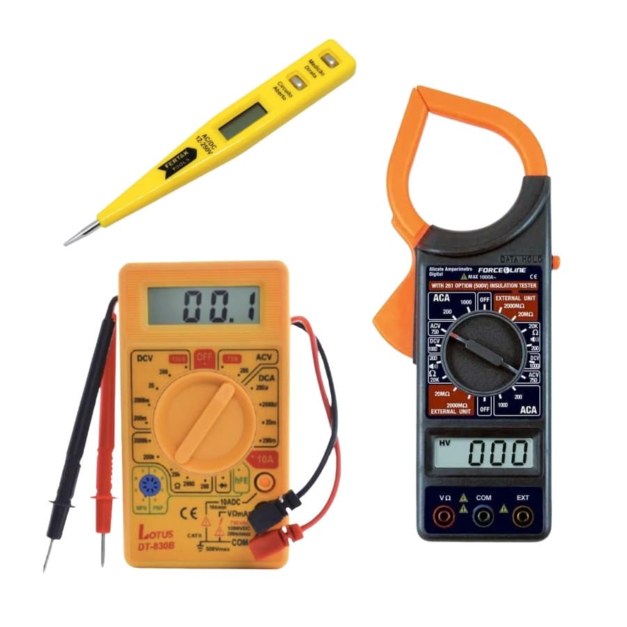 Kit Alicate Amperimetro + Multimetro Digital + Chave Teste