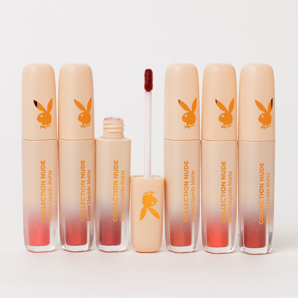 Batom Líquido Matte de Alta Pigmentação – Tons de Vermelho Collection Nude Playboy Beauty