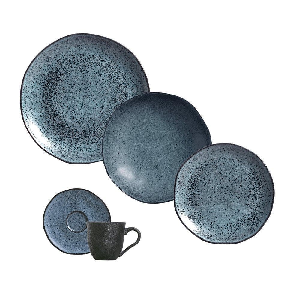 Aparelho de Jantar/Chá Porto Brasil Orgânico Petroleum | Stoneware, 30 Peças, Cinza