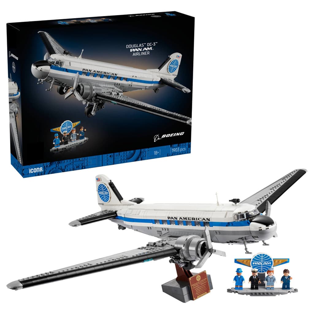 Compatível com o brinquedo infantil de blocos de montar LEGO Douglas TMDC-3 TMPANAMR, aeronave de passageiros 11378.