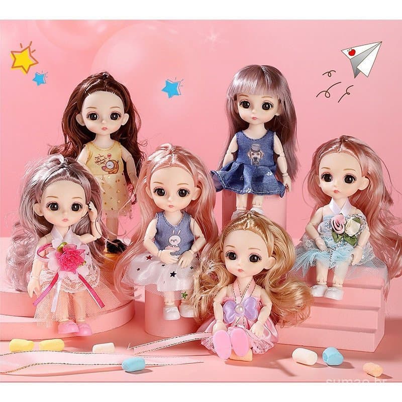Boneca BJD Articulada de 16cm para Vestir, Linda Boneca Princesa com Roupas e Sapatos, Brinquedo para Meninas, Presente