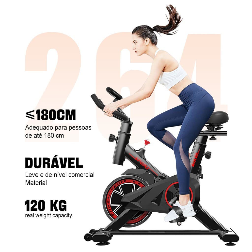 Bicicleta Spinning Ergométrica Fitness c/ Monitor Profissional Suporta 120kg Envio Rápido