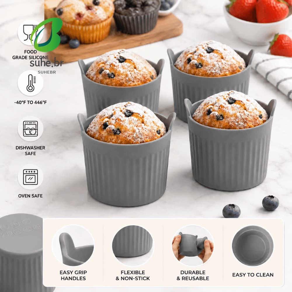 SFBSF 4 Peças De Copos De Cozimento De Silicone , Mini Forros De Fritadeira De Ar Sem Óleo , Molde Para Muffin
