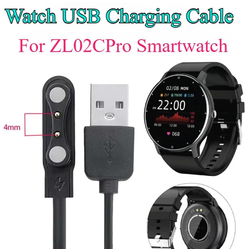 ZL02CPro Cabo Carregador 2 Pinos De Carregamento USB Para ZL02/ZL02D Smartwatch Relógios Inteligentes Relógio De Pulso A