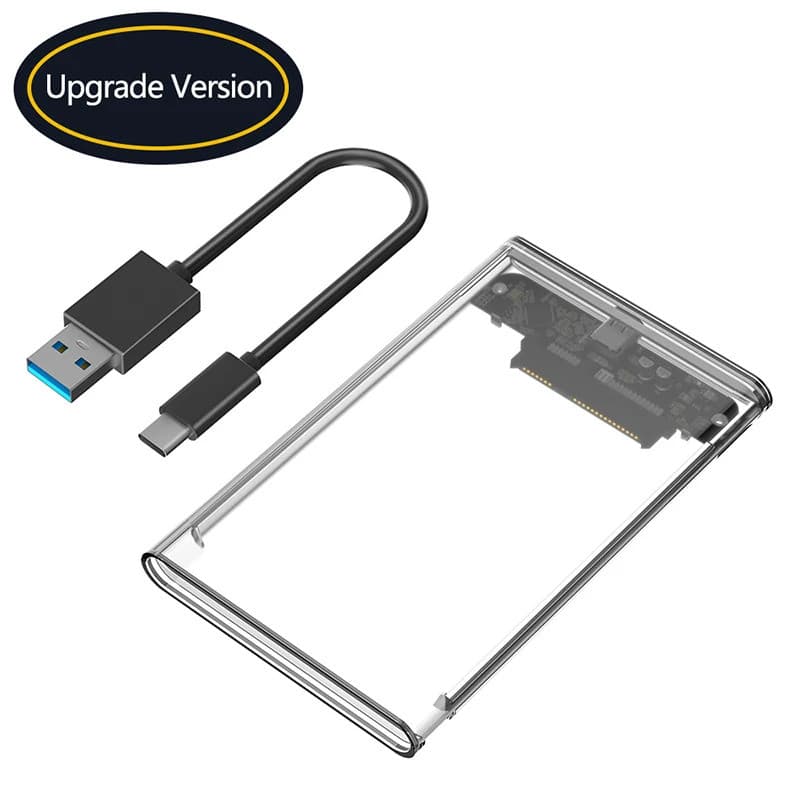 Gabinete HDD Portátil 2.5 Polegada SATA SSD Disco Rígido Tipo C 3.1 Para 2.5 Externo Caixa De Plástico Transparente
