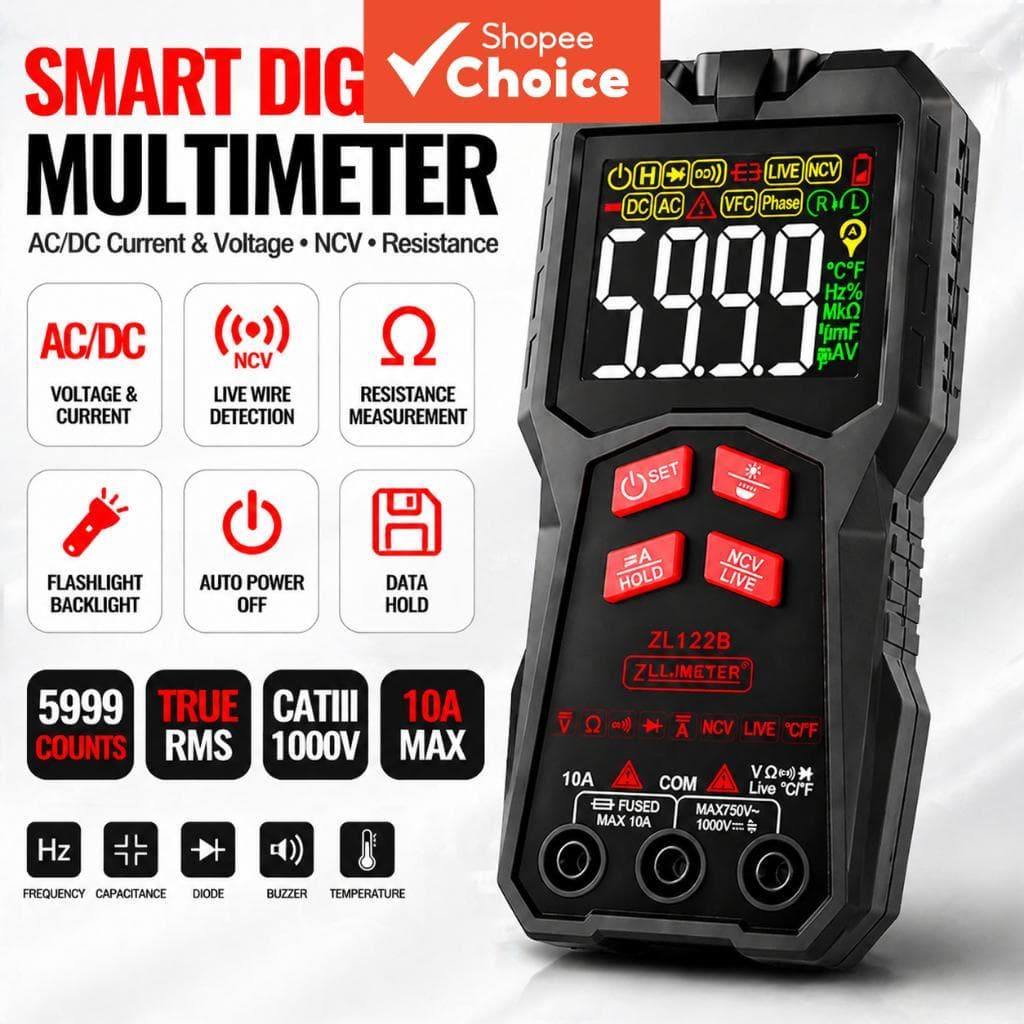 Um Conjunto De Multímetro Digital Inteligente Ultrafino ZLLJ ZL122B , Alcance Automático De 4000 Contagens , Testador De