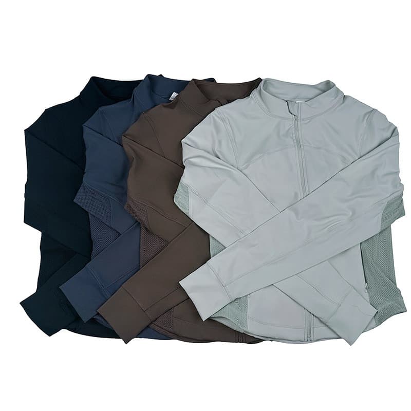 Fabricante de roupas de yoga tamanho grande jaqueta esportiva feminina roupas de Fitness manga longa topos manhã corrend