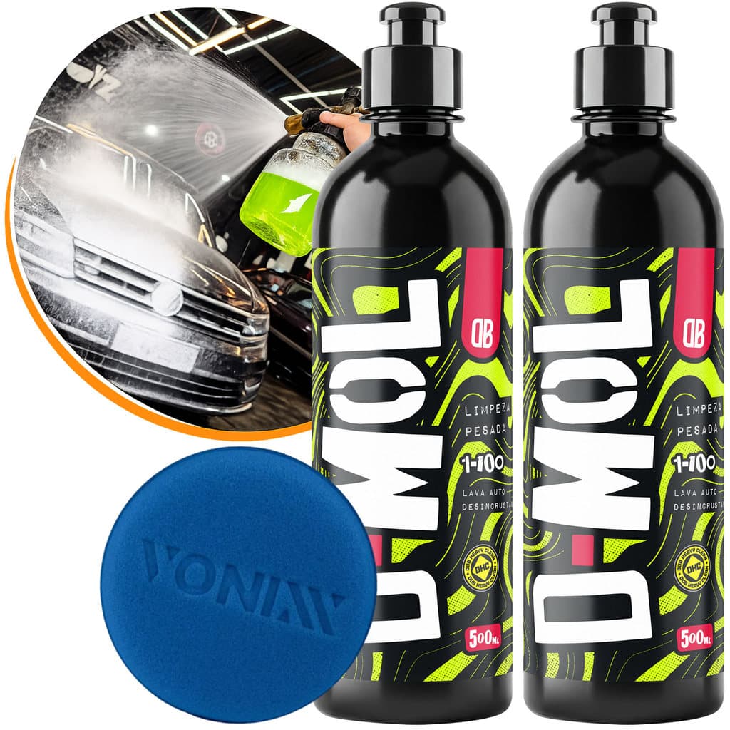 Kit 2x Lava Auto Desincrustante D-MOL 500ML Limpeza Pesada Shampoo Automotivo Carro Concentrado