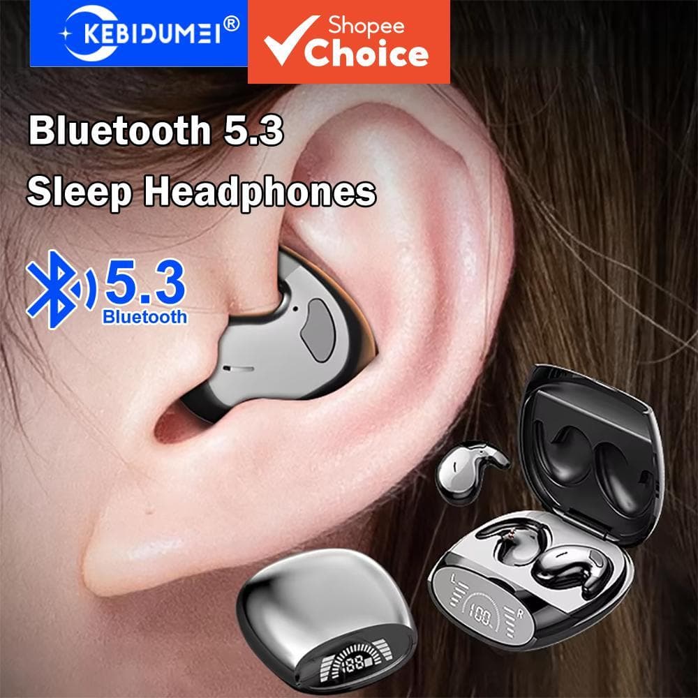 KEBIDUMEI Fones de Ouvido de Dormir Bluetooth 5.3, Fones Invisíveis, Redução de Ruído, Fones Sem Fio, HiFi, Estéreo,