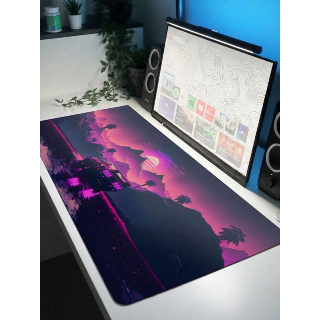 Deskpad Mousepad Gamer 80x30 Vapowaze Glitch Art Para Jogos Notebook Computador E Setup Completo Gamer