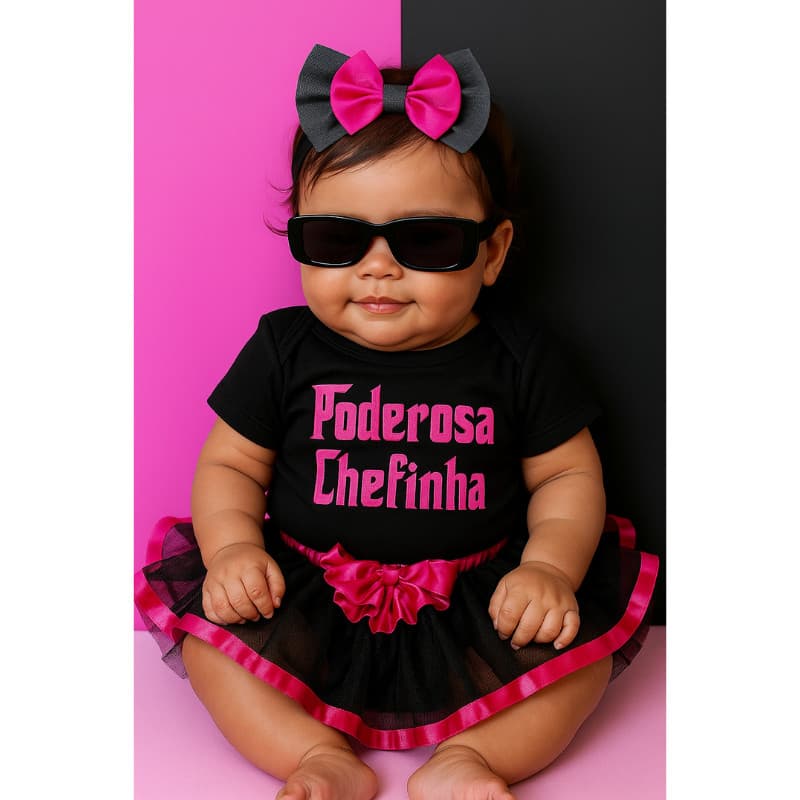 Body mesversário bebê menina Poderosa Chefinha