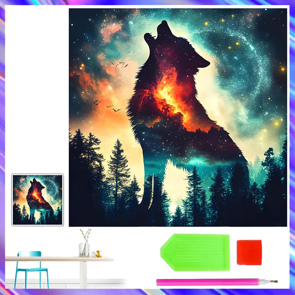 Sombra do Lobo, pintura com diamantes quadrados 5D DIY, kit completo de ferramentas para pintura com diamantes, 30x30 cm