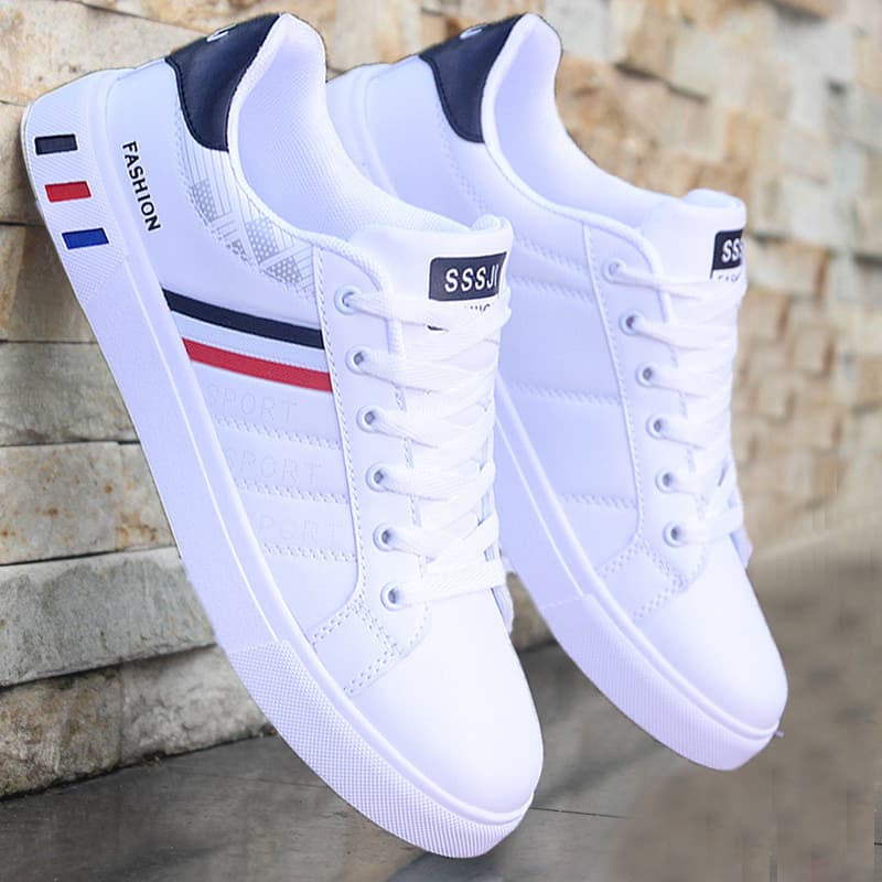 Sapatos Casuais Brancos Mikarause Para Homens , Calçados Esportivos De Couro Masculinos , Tênis De Corrida Confortáveis 