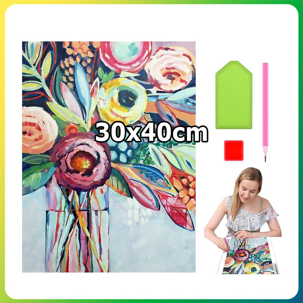 40x30cm estilo abstrato buquê quadrado pintura diamante DIY pintura artesanal 5D diamante ponto pintura decoração para c