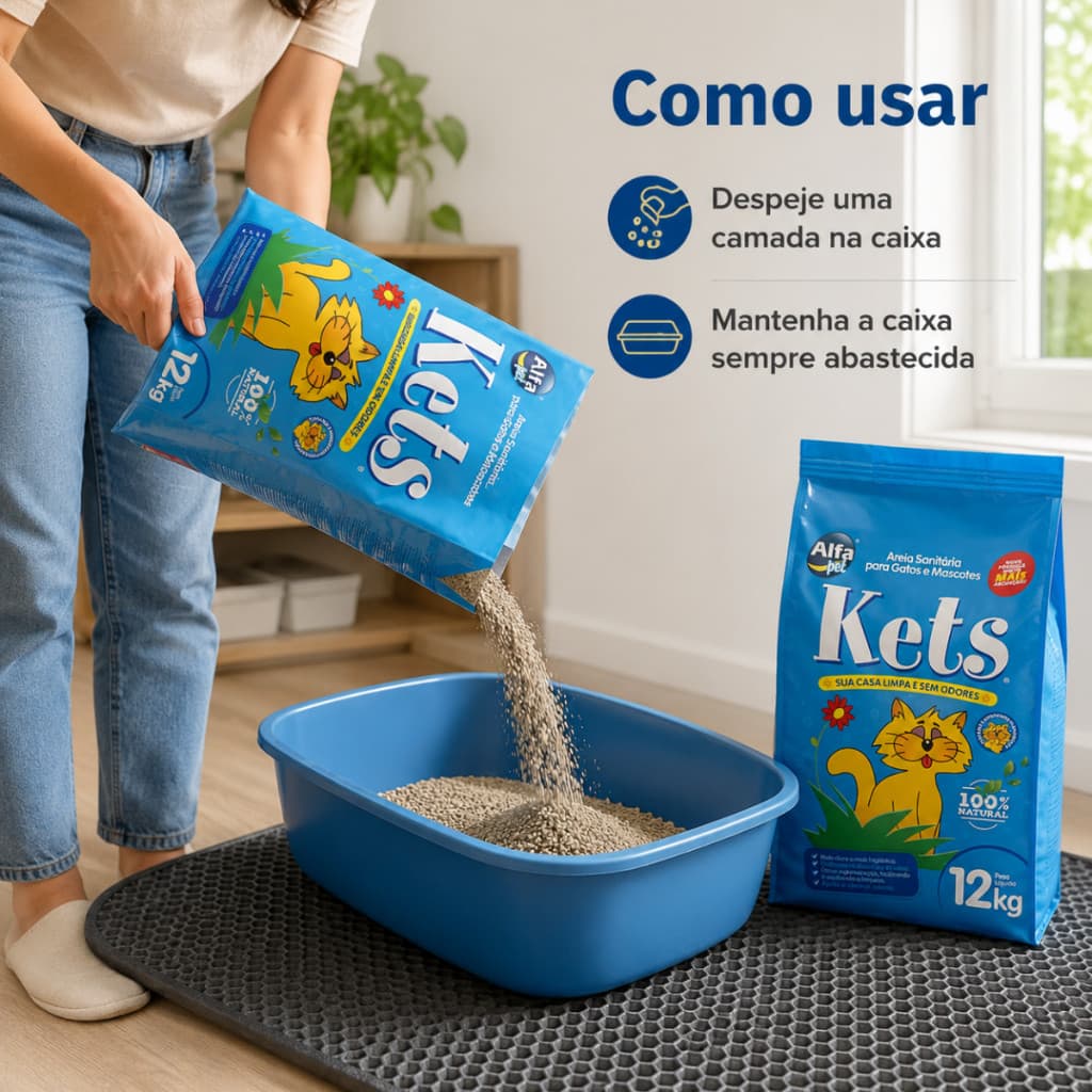 Areia Sanitária Para Gatos Grão Grossos Kets Premium Higiênica Granulado .1.2.k.g.
