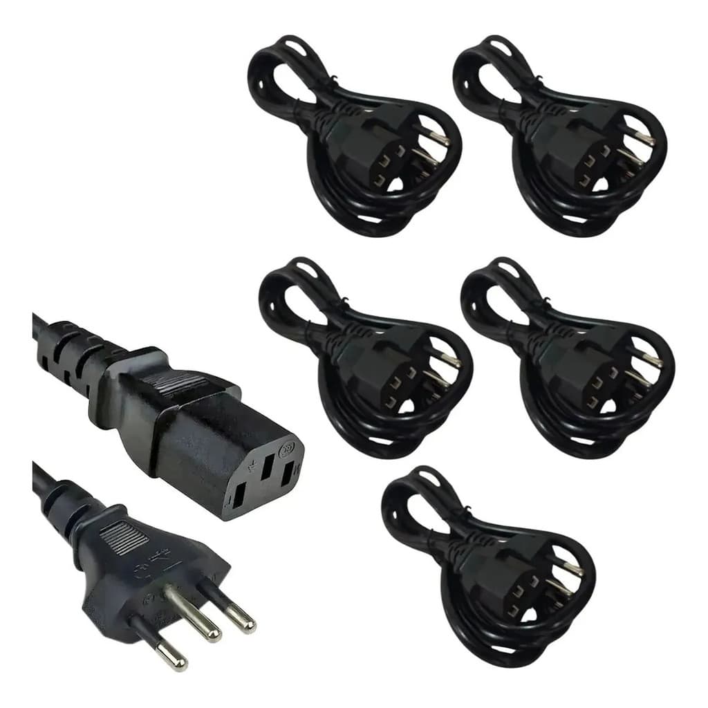 Kit 5 Cabos Tripoar P Cpu Gamer Monitor Samsung LG Dell